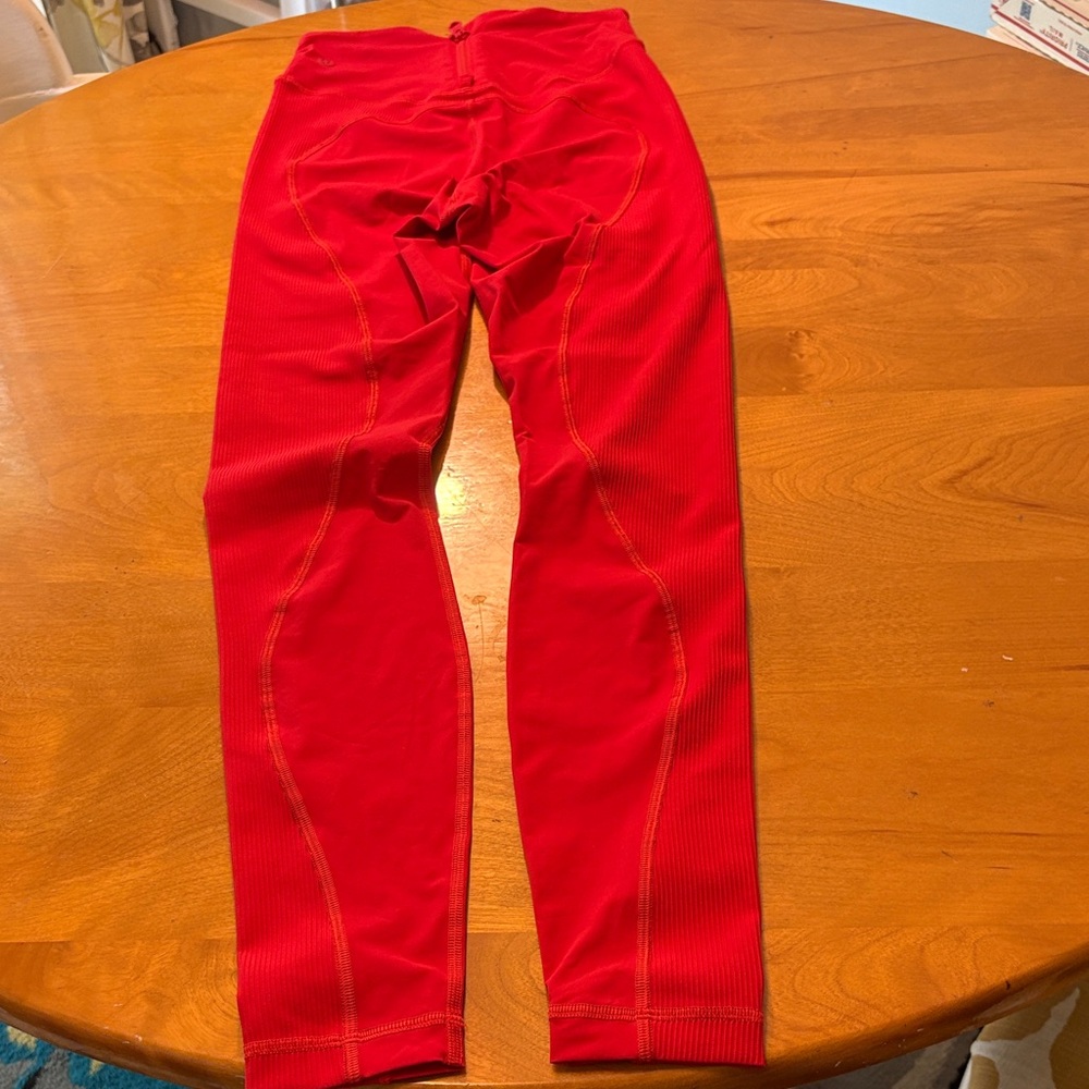 lululemon athletica Bold Red Ribbed Leggings - Picture 2 of 4